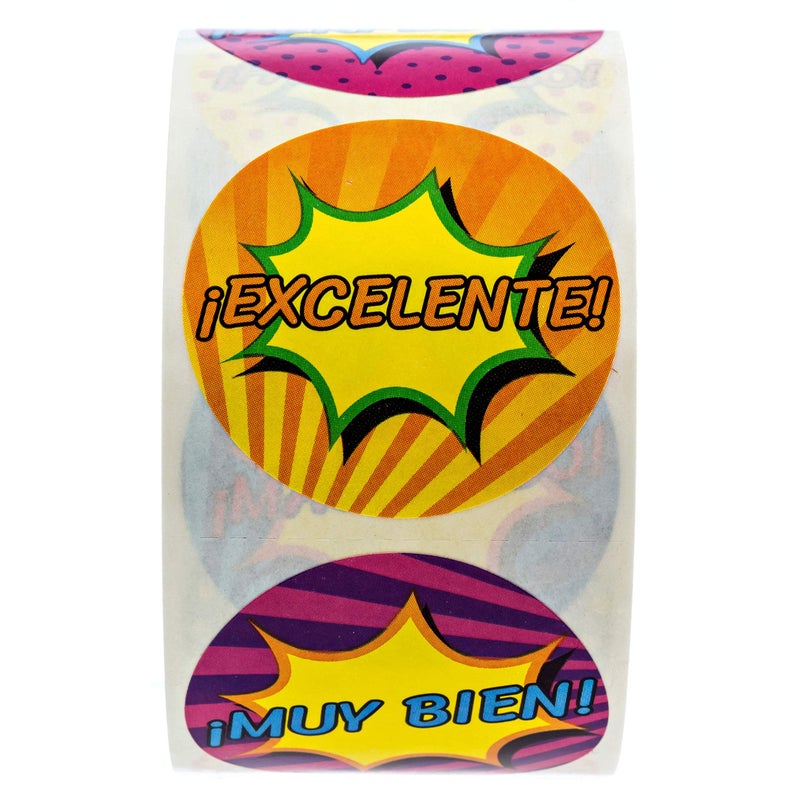 SBLABELS Spanish Reward Stickers / 500 Espanol Teacher Classroom Reward Stickers / 8 Alternating Superhero Comic Designs / 1.5" Student Praise Sticker - Image 4